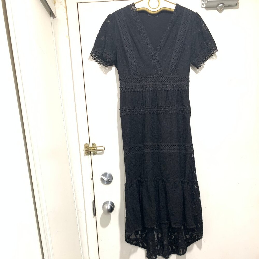 THE KOOPLES PARIS MAXI BLACK LACE DRESSES SIZE 2